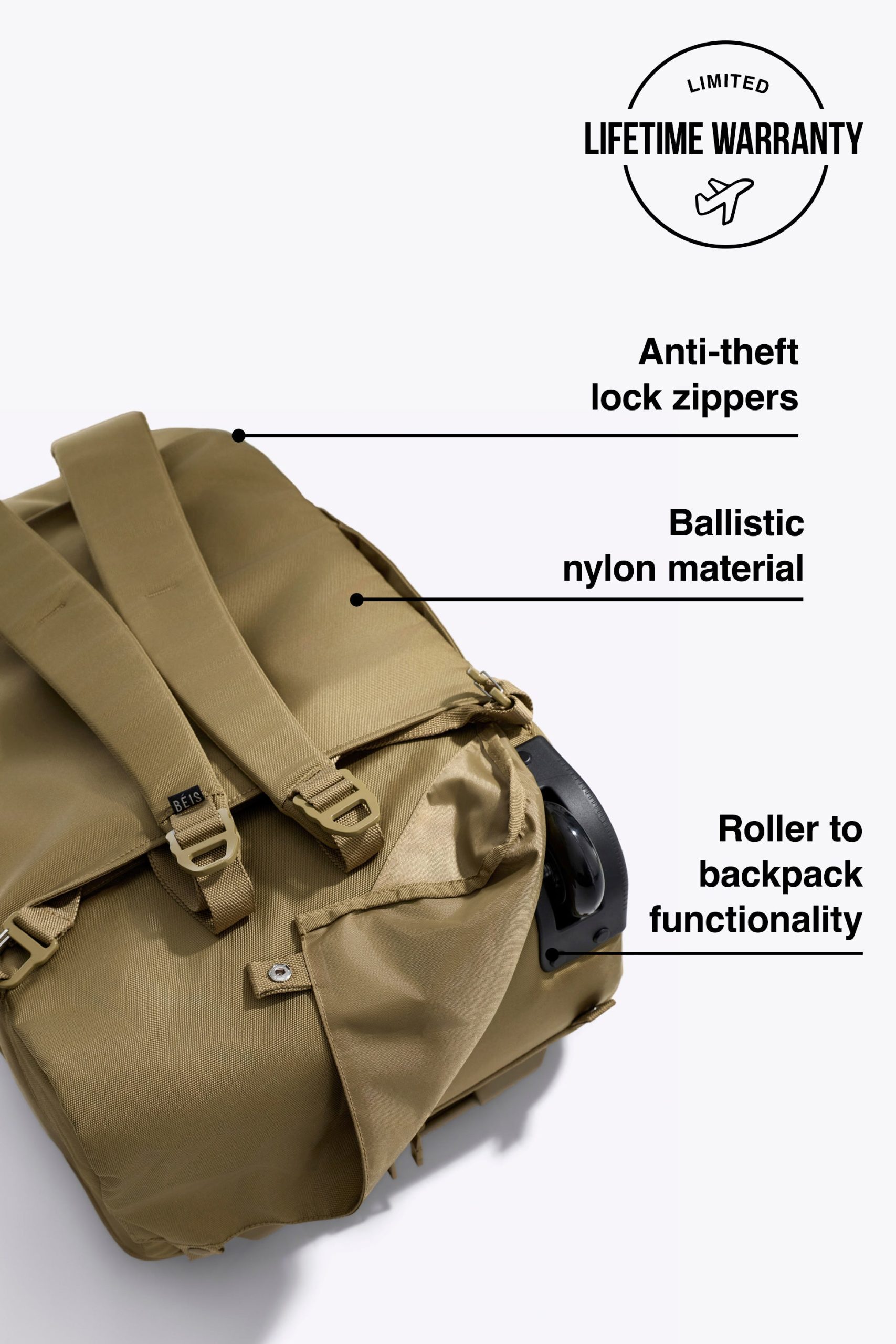 The Pro Rolling Backpack in Khaki - Image 2